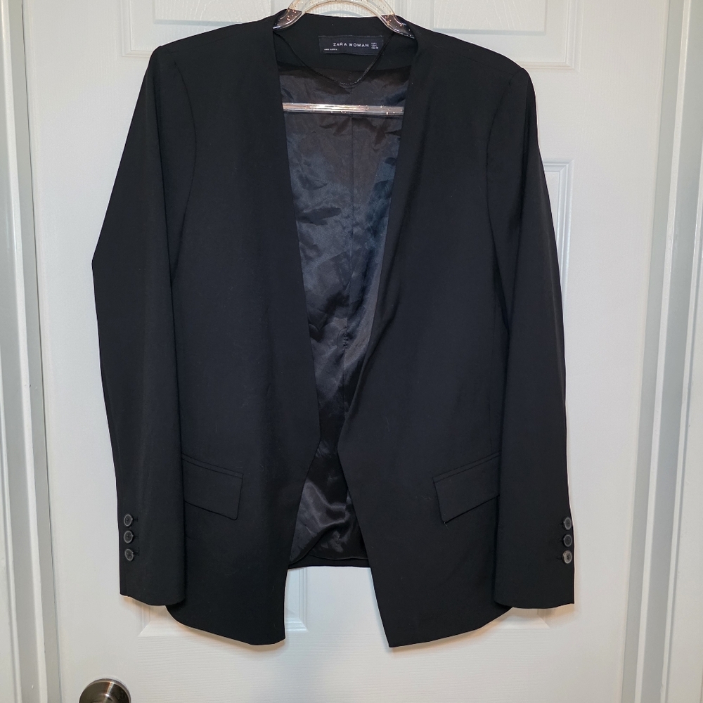 Zara Women's Black Open Blazer Sz L